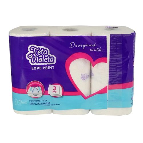 Violeta XXL papírtörlő 3 réteg, 3 tekercs, love