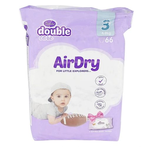 Violeta Double Care Air Dry pelenka Midi 3-as méret (4-9 kg) 66db + törlőkendő