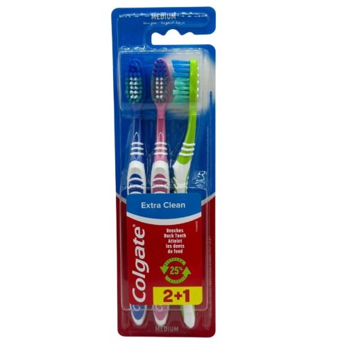 Colgate fogkefe Extra clean medium 2+1