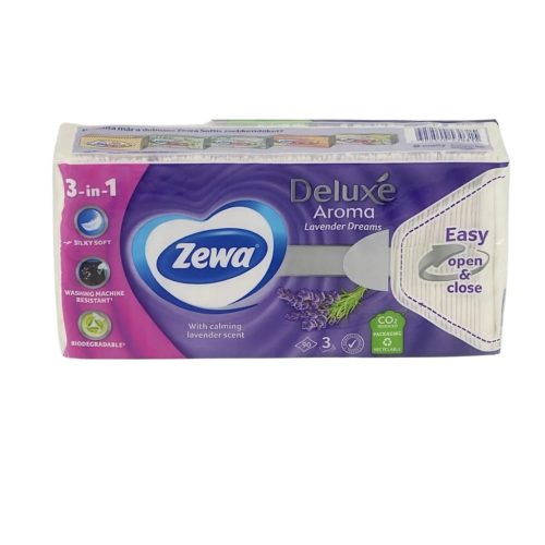 Zewa Deluxe papírzsebkendő 3 réteg,90db, Levendula