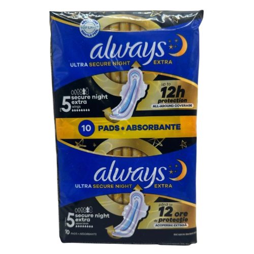 Always egészségügyi betét 10db Duo Ultra Secure Extra Night
