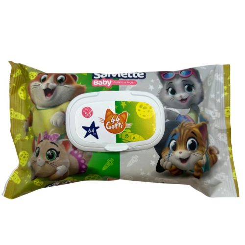 Salviette 44 gatti nedvestörlőkendő 64db