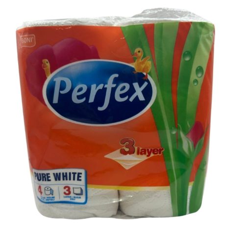 Perfex wc papír 3 réteg, 4 tekercs, pure white